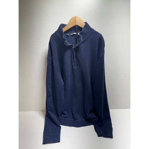 Cutter & Buck Men’s Sz L Blue 1/4 Zip Preppy Mock Neck Classic Sweater Pullover - Picture 1 of 7